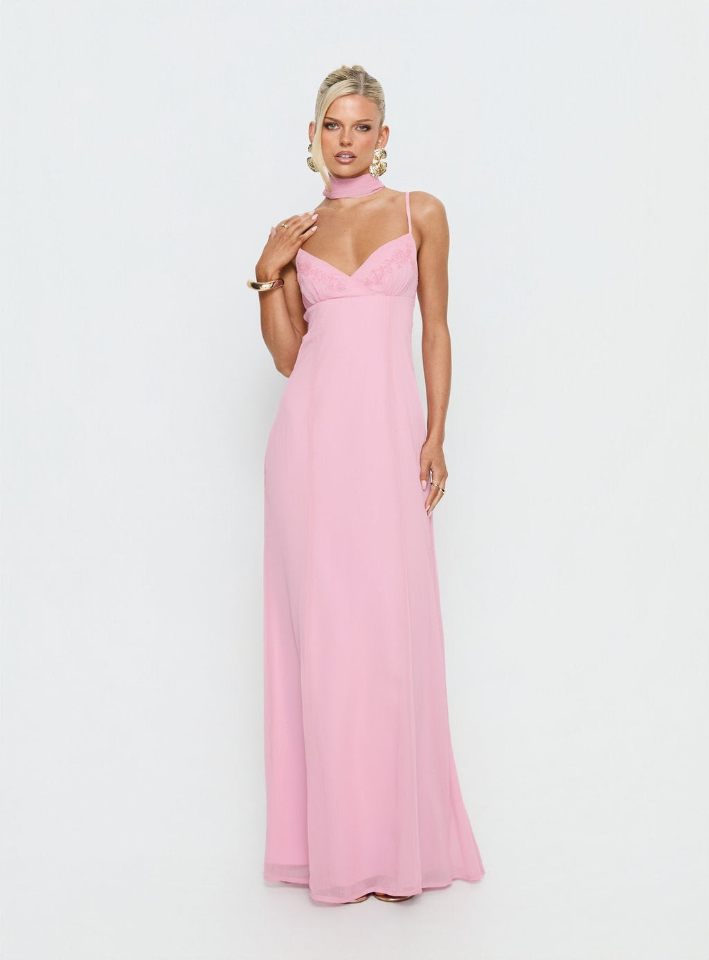 Jadira Scarf Maxi Dress Light Pink