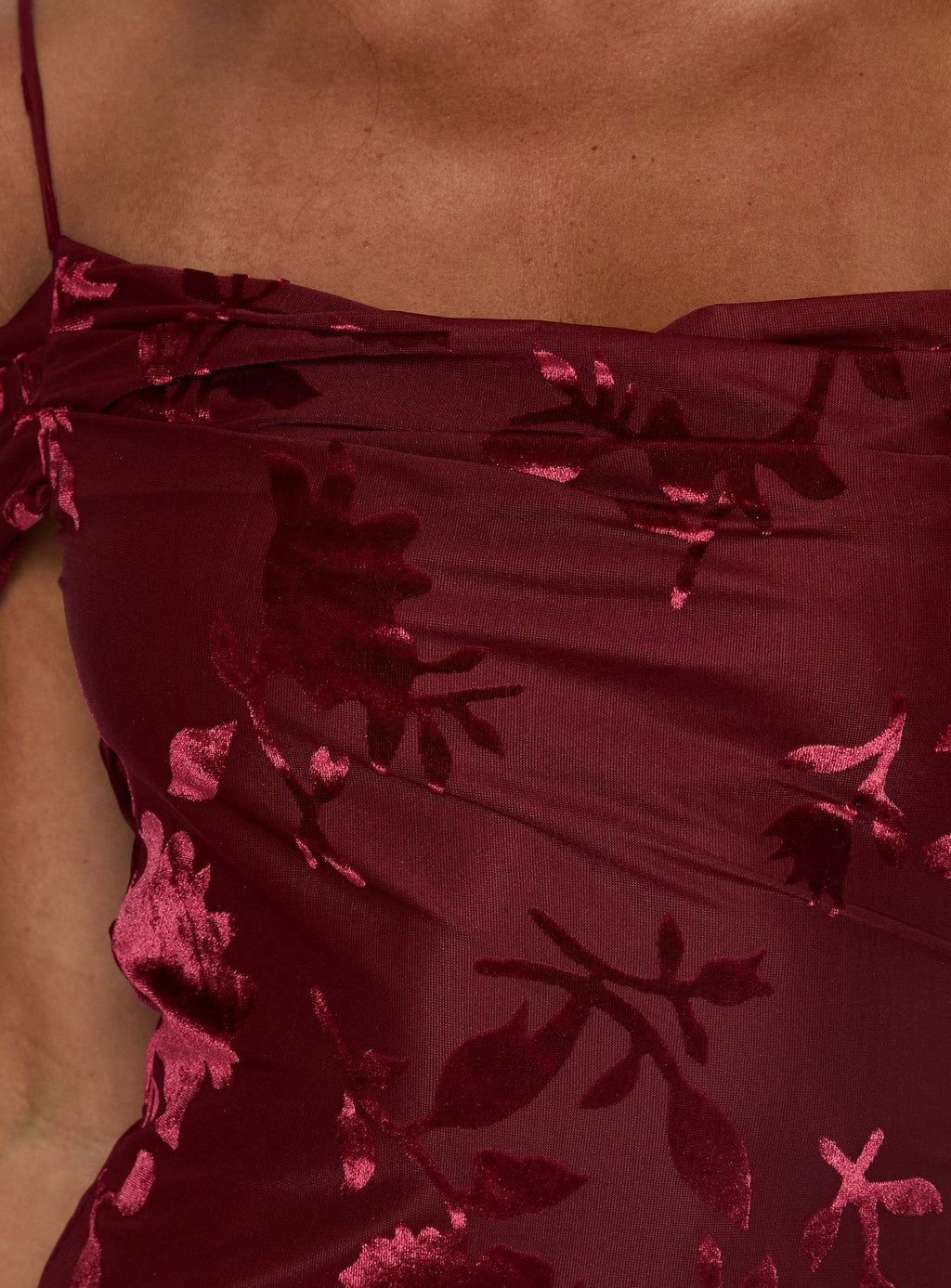 Green Gables Burnout Maxi Dress Burgundy