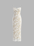 Semi-Sheer Double Layer Lace Cami Dress