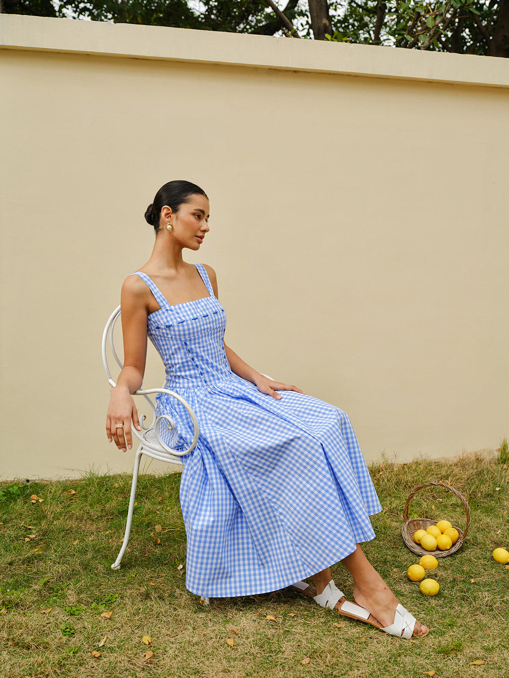 Lace-Up Checkerboard Corset Dress