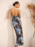 Floral Print Sleeveless Tie-Back Dress
