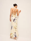 Backless Lace-Up Floral Dress