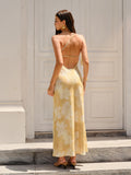 Floral Print High Slit Dress