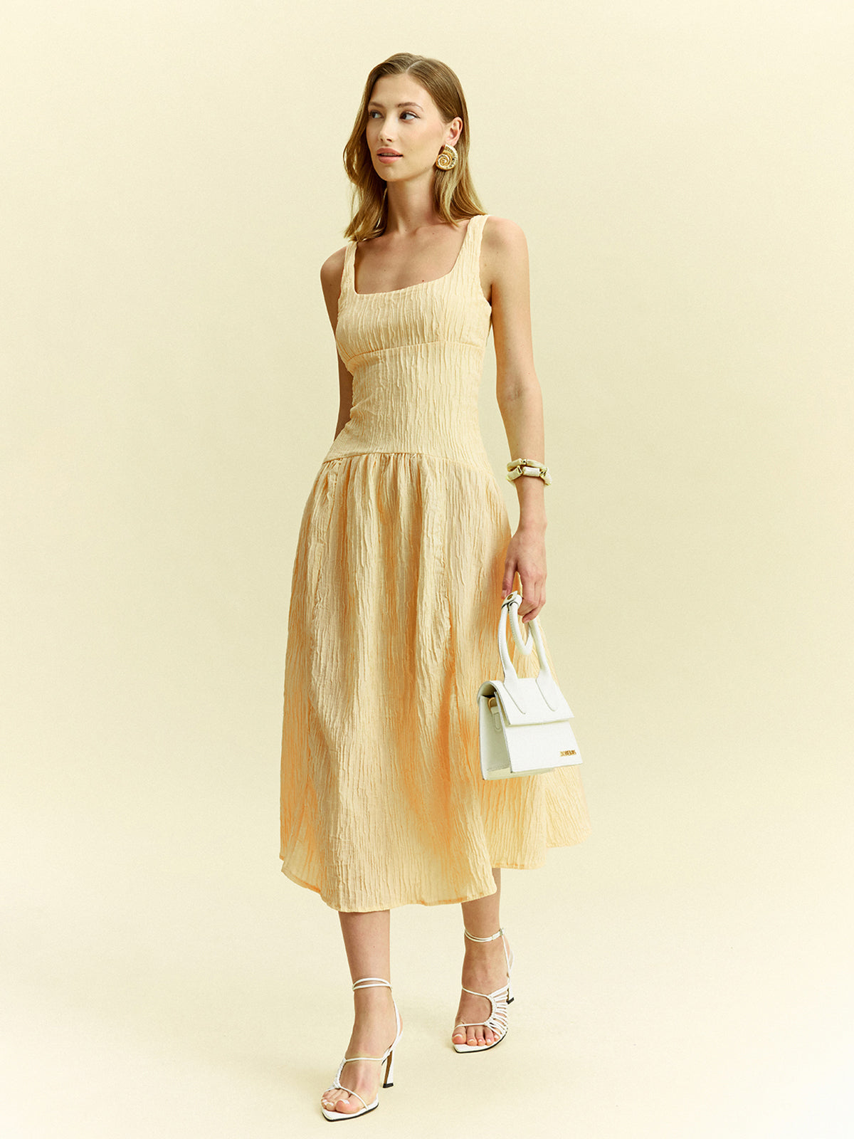 Textured Sleeveless Midi Dress
