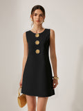 Metal Decor Sleeveless Mini Dress