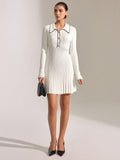 Contrast Trim Collar Long Sleeve Mini Dress