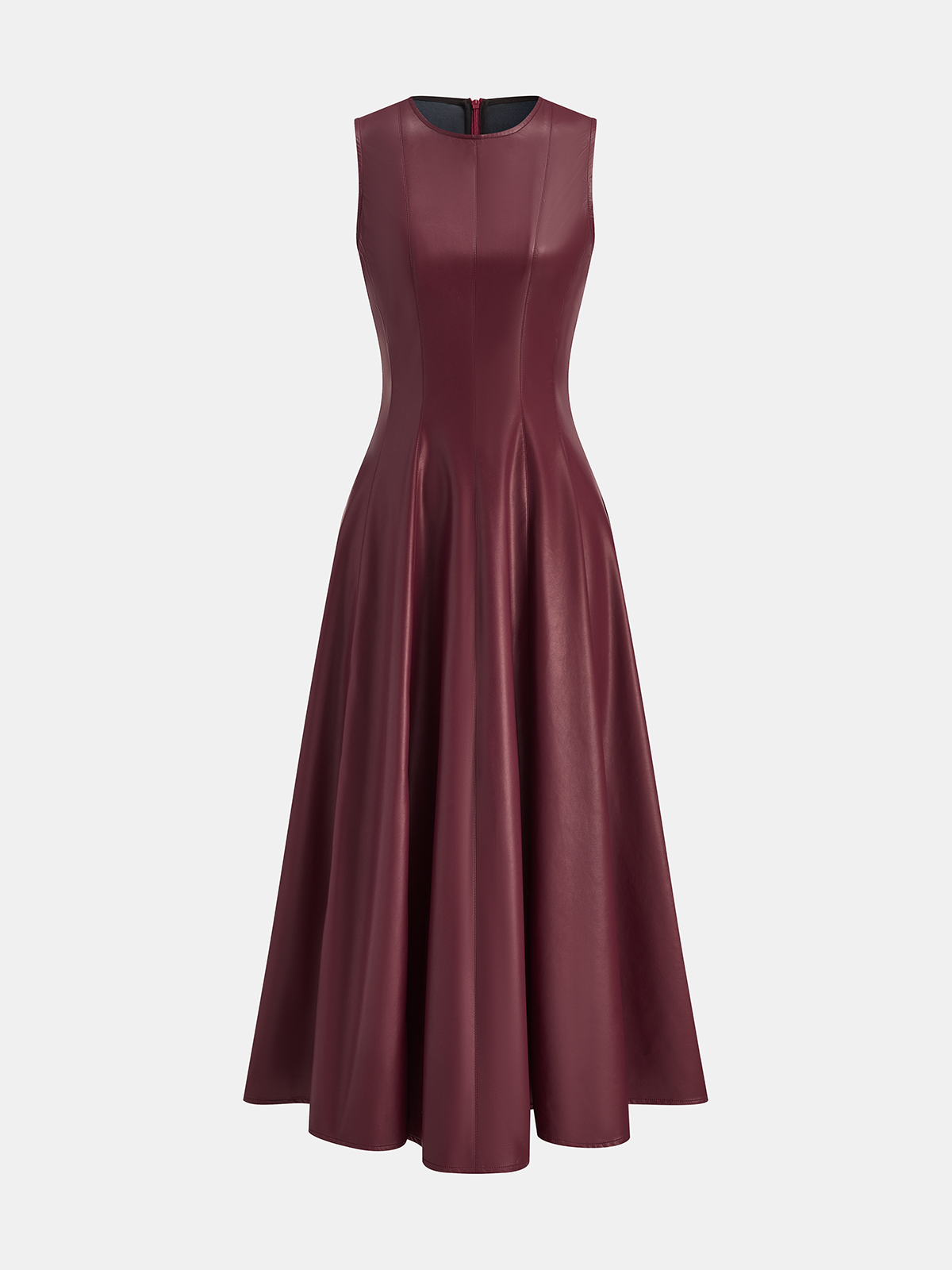 Faux Leather Pleated Dress