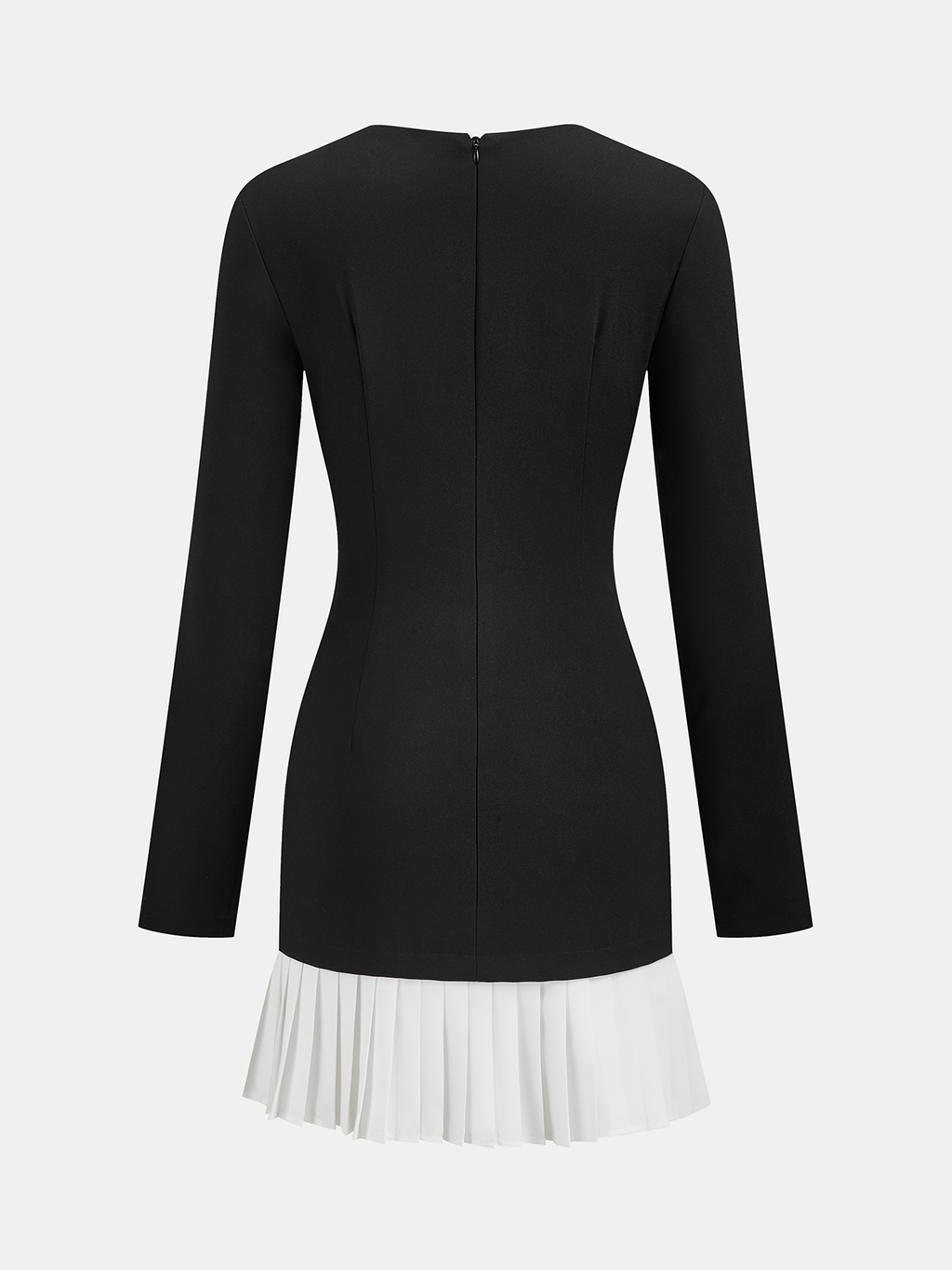 Pleated Hem Panel Asymmetric Metal Detail Mini Dress