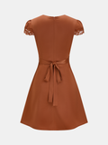 Lace Trim V-Neck Satin Mini Dress